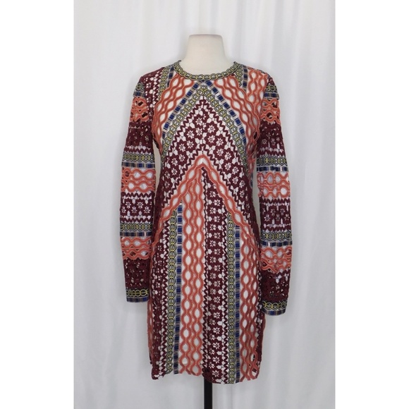 TORY BURCH Beauvoir Guipure Lace Embroidered Crochet Dress Shift Romantic Size 2 - Picture 3 of 15